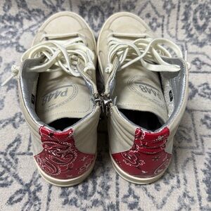 Men's Cream High-Top Sneakers red bandana